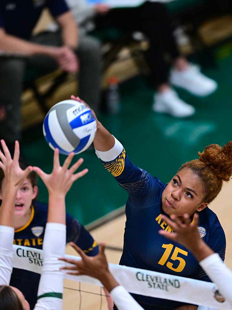 volleyball player hitting ball