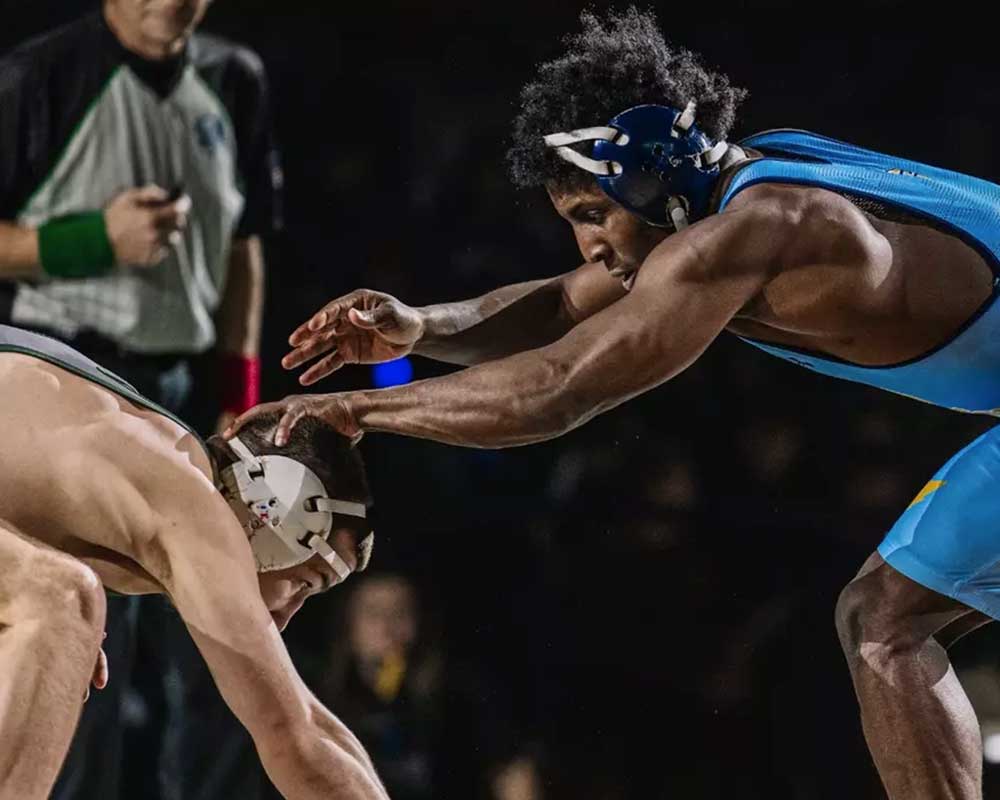 Wrestler in competition